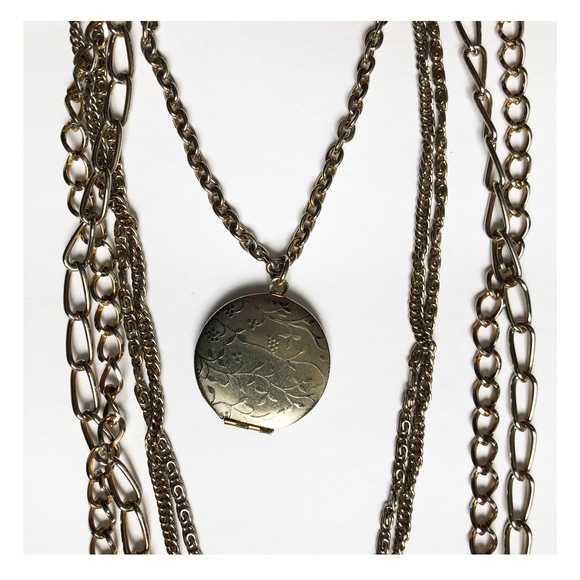 Locket Multi Chain Necklace Silver - Picture 2 of 5